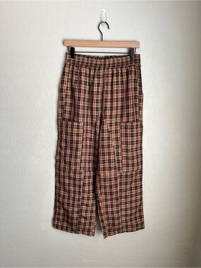 Roolee Plaid Wide Leg Pants in Brown and Black